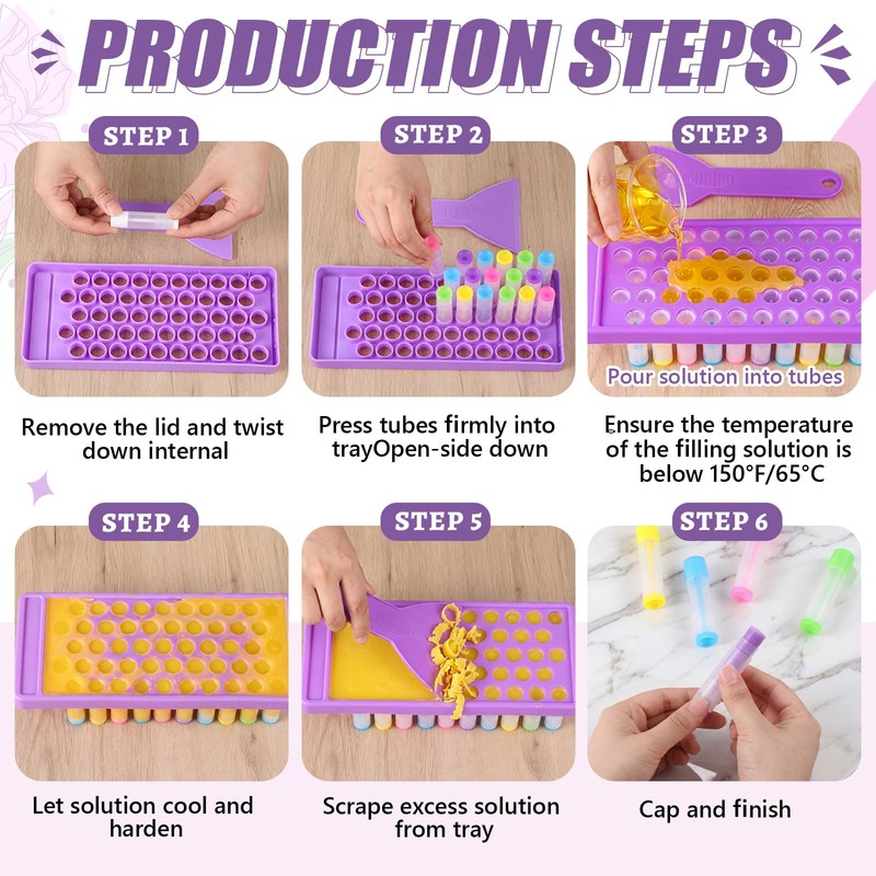 100 Pcs Lip Balm Tubes with 2 Filling Tray and