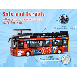 Crelloci London Double Decker Bus Toy-1:32 Scale Die Cast Model Stagecoach Buses Pull Back City Bus Kids Play Vehicle with Light and Sound for Kids Age 3 4 5 6 Years Old Boys Girls (Red)