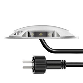 ledscom.de LED Ground Light, waymarker BUNDA for Outdoor, IP67, 4-lamp, Aluminium, Round, 70mm Ø, Cool White
