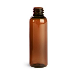 Premium Essential Oil 2 Ounce Cosmo Round Bottles, PET Plastic Empty Fillable BPA-Free, with Natual Color Press Down Disc Caps (Pack of 12) (Amber)