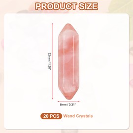 PATIKIL Wand Crystals Stone, 20 Pcs Natural Crystal Polished Love Gemstone Rose Quartz Pocket Bulk Set Balancing Meditation Gifts for Mother Women Birthday, Watermelon Red