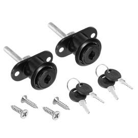 PATIKIL 19mm Drawer Locks with Keys, 2 Pack Zinc Alloy Nickel Plated Drawer Lock Keyed Different for Furniture Drawer Showcase Locker, Black