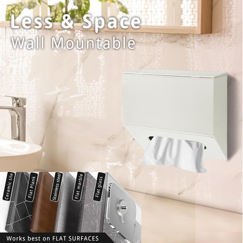 Hand Towels Box Cover,PU Leather Wall-Mounted Tissue Box Cover Holder