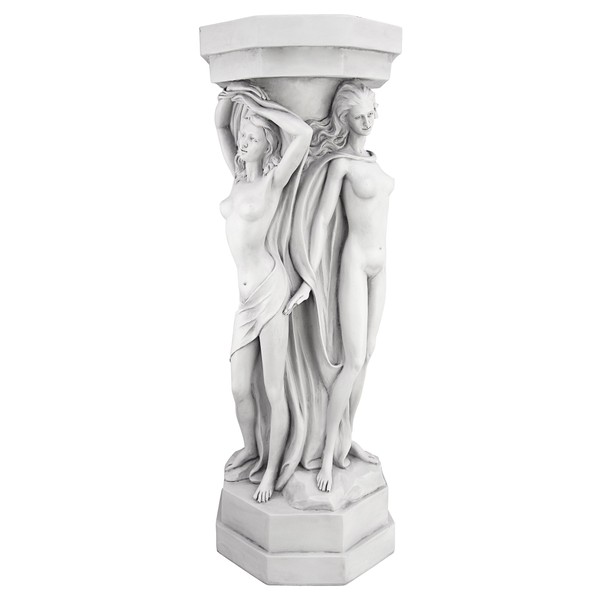 Design Toscano NG32459 Column of Maenads Display Pedestal Sculpture, antique stone