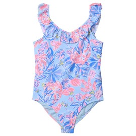 Lilly Pulitzer Girls' Standard Janah Swimsuit UPF 50+ (Toddler/Little Big Kids), Multi Elephant Splash