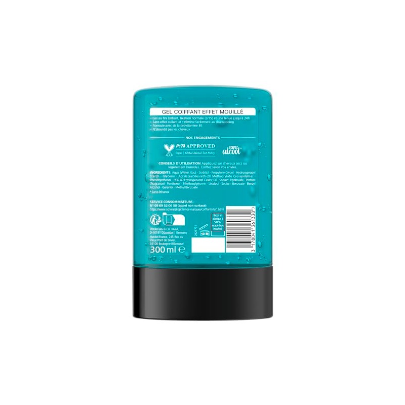 Schwarzkopf Taft Hairdressing Gel, Wet Effect, Intense Shine, Normal Fixation,