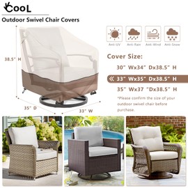 okcool Outdoor Swivel Chair Cover 2 Pack,Outdoor Furniture Patio Chair Covers Waterproof Clearance,(33" W x 35" D x 38.5" H) Outdoor Lawn Patio Furniture Covers,Beige & Brown