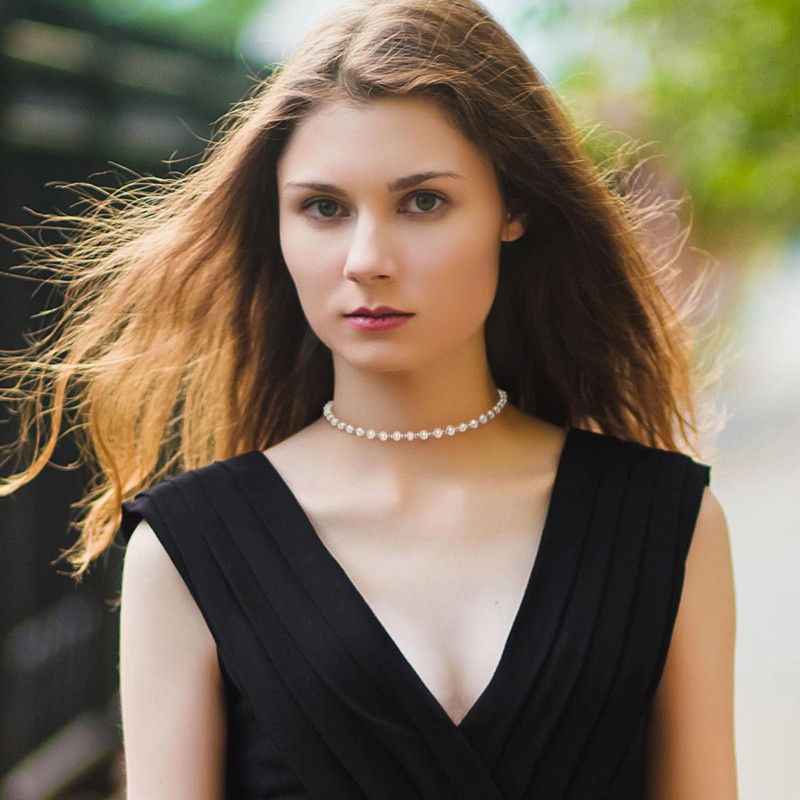 TIYO Pearl Open Choker Necklaces for Women,White Pearl Beaded Cuff