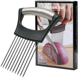 Stainless Steel Onion Holder for Slicing, Onion Slicer Holder Lemon Slicer Vegetable Cutter, Kitchen Chopper Slicing Assistant Tool for Potato Tomato Cucumber Avocados Fruits Eggs Meat