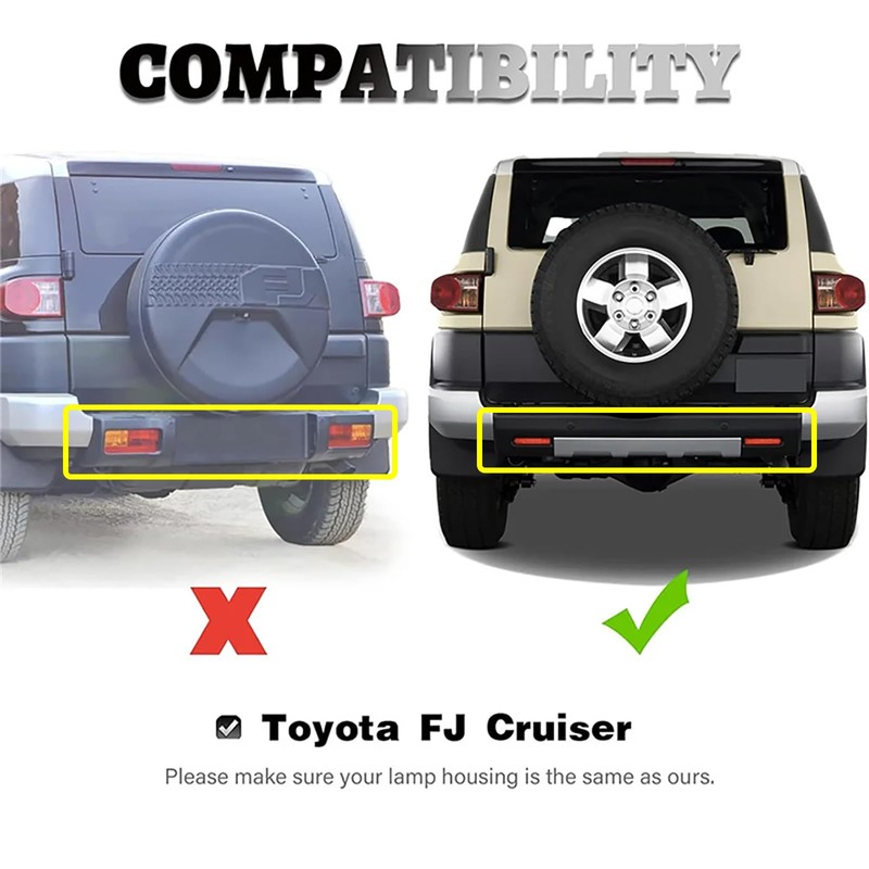 ECAHAYAKU LED Rear Bumper Reflector Light Compatible with Toyota FJ