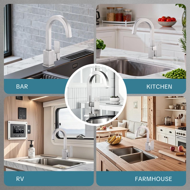 ALEASHA Bar Sink Faucet, Bar Sink Faucet Single Hole, Stainless
