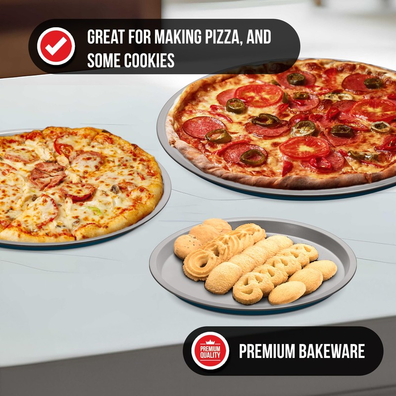 Bakken Swiss Pizza Tray Set 3-Piece – Gray Ceramic Coating,