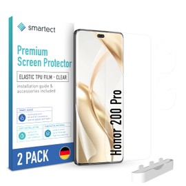 smartect TPU Screen Protector [2 + 2 Pieces] Compatible with Honor 200 Pro, Display + Camera, Covers the Whole Display, Screen Protector Bubble-Free, Screen Protector Anti Fingerprint