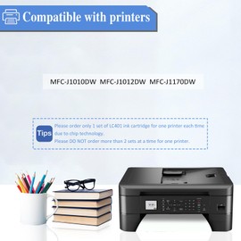 SHUOLEI LC401 Ink Cartridge Compatible for Brother LC401 LC401XL Standard Yield Works with MFC-J1010DW MFC-J1012DW MFC-J1170DW (4 Pack，1 Black, 1 Cyan, 1 Magenta, 1 Yellow)