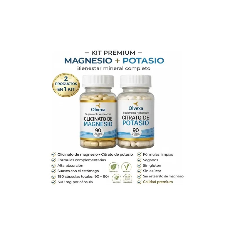 Magnesio Glicinato Citrato Potasio Olvexa 180 Caps Sabor