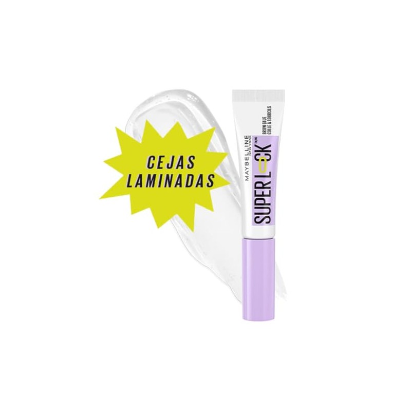 Maybelline Gel de cejas transparente SuperLock,7ml, Cejas laminadas por 24H