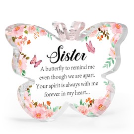 Sympathy for Loss of Sister, Thinking of Sister Memorial Condolence Gifts Butterfly Acrylic Table Decor Bereavement Remembrance Gifts for Loss of Loved Sister for Table Centerpieces Remembrance