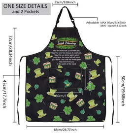 MBMSO Irish Cooking Apron Irish Blessing Gifts Irish Kitchen Baking Shamrock Apron Farewell Gifts for Friends Irish Gifts, Irish Apron-b, Standard