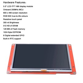 Aihasd Nextion Display Intelligent 5 Inch Resistive Touchscreen 800 x 480 Serial LCD TFT HMI Display Module NX8048P050-011R Supports Audio Video