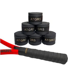 Tennis Grip Tape, Absorbent, Non-Slip, for Tennis, Badminton, Pickleball, Rackets, Grip Overgrips and Overwraps, Embossed Surface (Racket Grip, 6 Black)