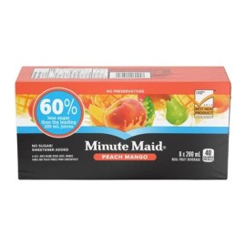 Minute Maid Peach Mango Juice Boxes, Pasteurized, Perfect for On-The-Go, 8x200ml