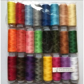 Accessotech 24 Colour Spools Sewing All Purpose 100% Pure Cotton Thread Reel