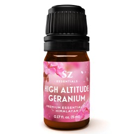 Sz Essentials High Altitude Geranium Essential Oil – 100% Pure & Natural, Grown in The High-Altitude – Aromatherapy, Home Use – Therapeutic Grade & Vegan – 5 mL
