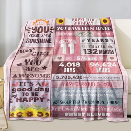 Xinvery 11th Birthday Gifts Blanket for Her,11 Year Old Girl Birthday Gifts Blankets 11th Birthday Decorations Blanket Best Gifts Ideas for 11 Year Old Girl Teen Girl Gifts Throw Blankets 50"X60"