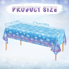 MORAINJAY 3 Pieces Winter Wonderland Tablecloth, 137 x 274 cm, Cartoon Ice Cream Tablecloth, Snowflake Tablecloth Decoration for Winter Party Decorations for Kids