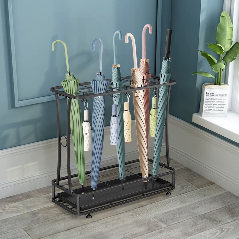 Metal Umbrella Holder Stand with Removable Drip Tray, Industrial Free