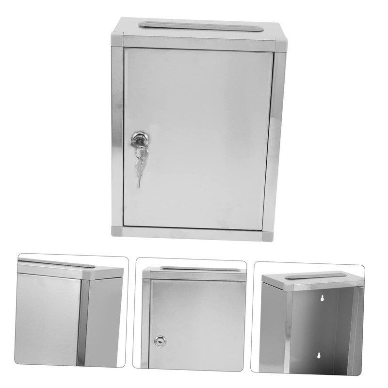 SEWACC Box Stainless Steel Public Suggestion Box Multifunctional Voting Complaint