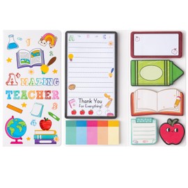 B1ykin Sticky Notes Set, Cartoon Theme Cute Self-Stick Notes Pad Teacher Appreciation Gifts， Self-Adhesive Writing Memo Pages Sticky to Do Notepad Thank You Gift for School Classroom (A+ Teacher)