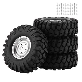 Tbest RC Car Tyres, Pack of 4 Rubber Tyres with Hubs for Car, Truck, Offroad in 1/10 Scale RC