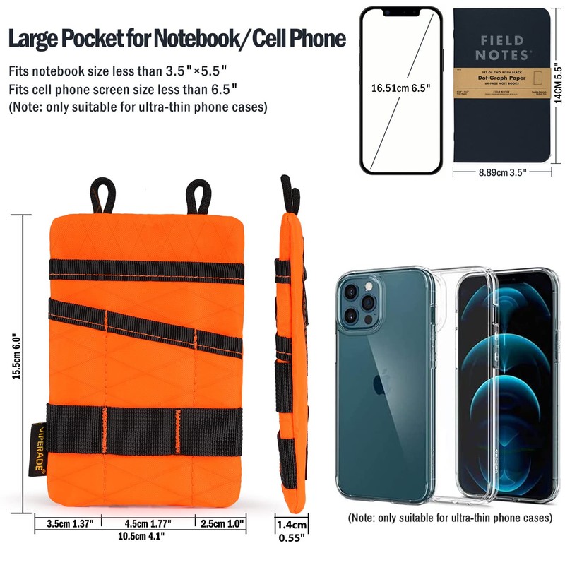 VIPERADE VE1 X-pac ポケットオーガナイザー、男性用EDCポーチ、EDCポケットオーガナイザー収納EDCギア、ベストEDCオーガナイザー (XPAC-Hot Orange)