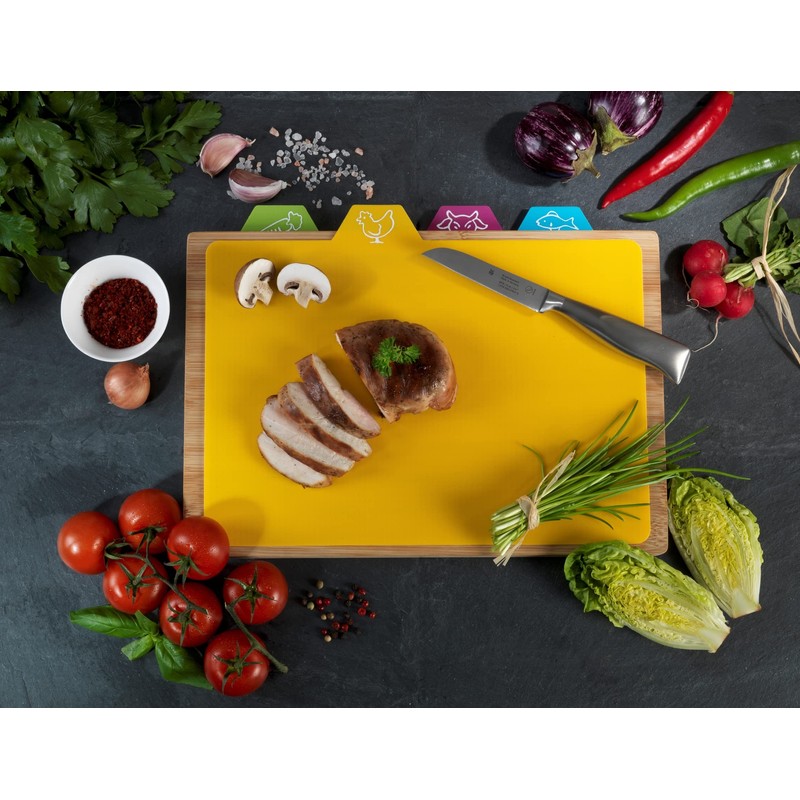 WENKO Bella Bamboo Chopping Board with Juice Groove and 4