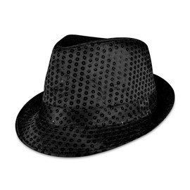 Windy City Novelties LED Light Up Sequin Fedora Party Hat (Black)