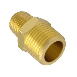 5 Pack, FloFlex Brass Reducing Nipple 1/4 x 3/8, 1/4" Male NPT x 3/8" Male NPT Hex Thread Adaptor, 5 Pcs