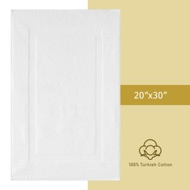 GT Globaltex Fine Linens 100% Turkish Cotton Luxurious Sunset White Bath Mat Classic with 600 GSM Flap OekoTex Quick-Drying Certified Cotton, Adults (20"x30") Spa-Hotel White Collection