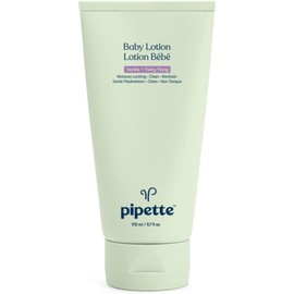 Pipette Loción para bebés - Fórmula nueva y mejorada, hidratación y humedad natural de la delicada piel del bebé, escualano derivado de plantas renovables, aroma a vainilla + ylang ylang, 6 onzas líquidas