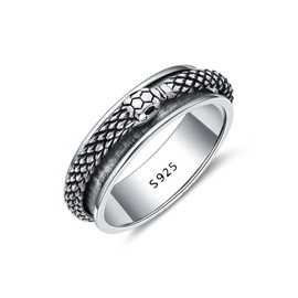 Lattd Snake Ouroboros Spinner Ring 925 Sterling Silver Unique Snake Design Anxiety Fidget Ring 6mm for Men Women (10)