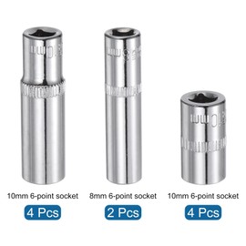 TOP-VIGOR 10Pcs 6-Point Deep and Shallow Sockets, 1/4" Drive 8mm 10mm Deep and Shallow Socket Cr-V Metric for DIY Hand-Making Repair Automotive, Household