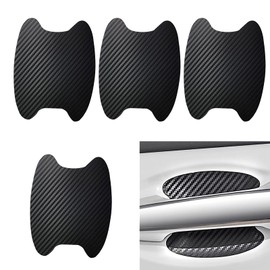 4 PCS Car Door Handle Sticker, Carbon Fiber Door Handle Cover, Leather Car Side Door Handle Sticker, Universal Car Door Handle Protective Film (Black)