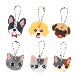 DEARMAMY 6pcs Cartoon Key Set Animal Identifier Covers Caps Kawaii Key Protector Distinguisher Soft Rubber