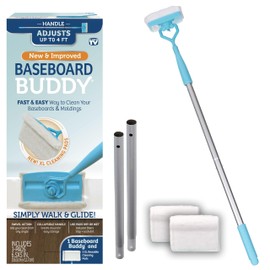 Baseboard Buddy | Lightweight Home Cleaning Essential, Perfect for Baseboards, Moldings & Walls, Glide & Wipe Trapping & Locking Dirt & Dust | As Seen on TV, (1 3 Reusable Pads)