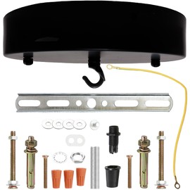 Sturkit 7.9inch Ceiling Canopy Kit with Hook, Ceiling Plate for Pendant Light with All Mounting Hardware,Black