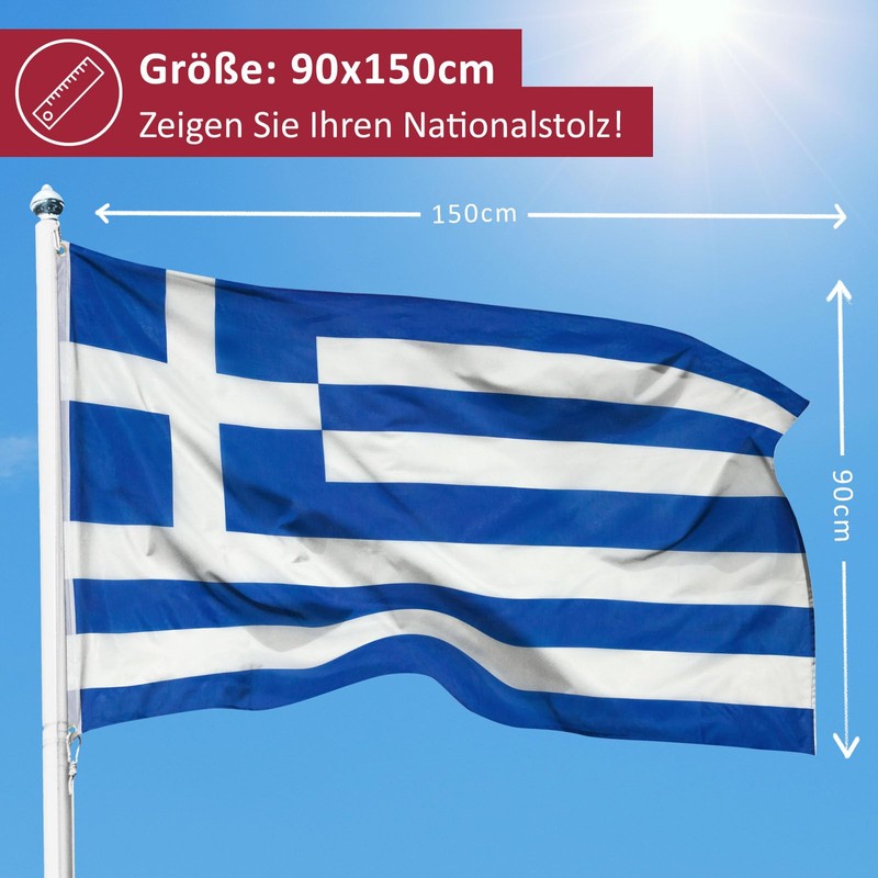 PHENO FLAGS Greece Flag 90 x 150 cm - Weatherproof