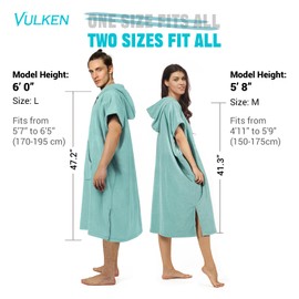 Vulken Thick Hooded Beach Towel Changing Robe, Surf Poncho for Men and Women, Easy Change, Microfiber Towelling for Beach Swimming, 41"x33", Teal