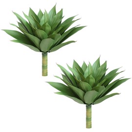 HN HOLD NATURE 28 inch Artificial Agave Plants, Large Size Fake Succulent Plant, Faux Succulents Stems for Outdoor Indoor Home Decor (Set of 2)