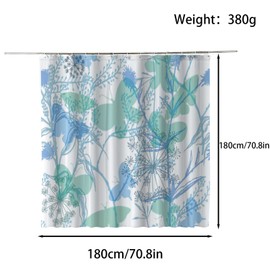 FAIRYGATE Blue Fabric Curtain Shower Curtain Textile Bath Shower Curtains Anti Mould Waterproof Polyester Fabric Washable Bathroom Curtain for Bathroom Shower Curtains with 12 Shower Rings B8111