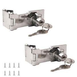 UFURMATE Keyed Hasp Locks, 2Pcs 3inch Silver Zinc Alloy Door Lock Hasps 180 Degree Twist Knob Keyed Locking Hasp Metal Safety Hasp Latches with Keys for 90 & 180 Degree Angle Mounting